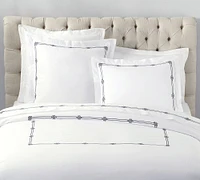 Emilia Embroidered Organic Percale Duvet Cover