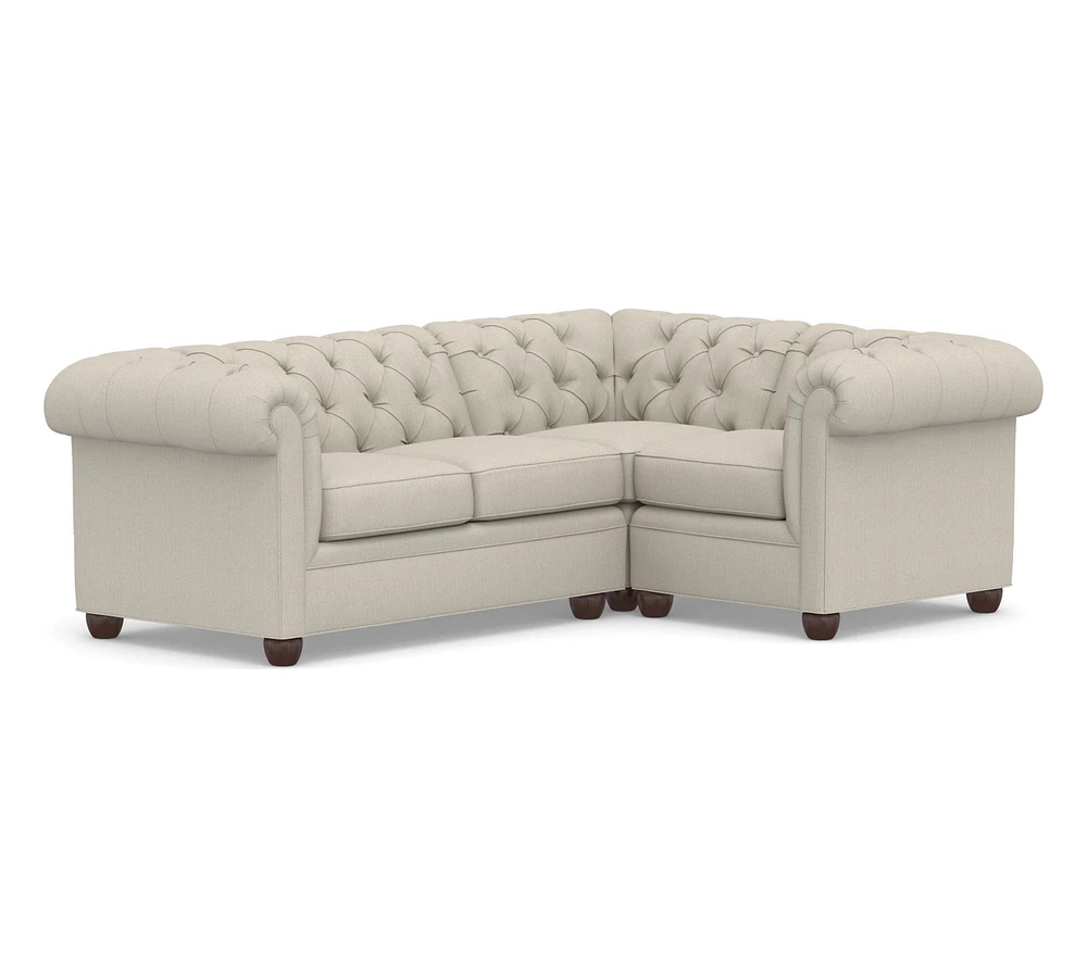 Chesterfield Roll Arm 3-Piece Sectional (93")