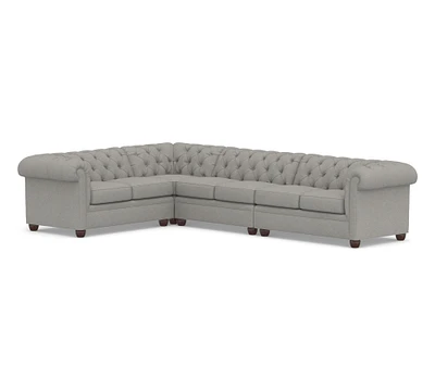 Chesterfield Roll Arm Reversible 4-Piece Grand Sectional (144")