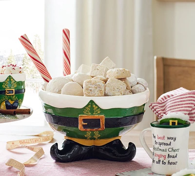 Elf Stoneware Punch/Candy Bowl