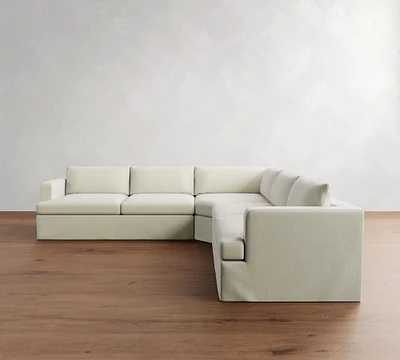 Serene Slipcovered 3-Piece L-Shaped Wedge Sectional (123")