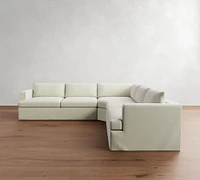 Serene Slipcovered 3-Piece L-Shaped Wedge Sectional (123")