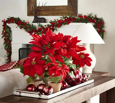 Faux Potted Poinsettias