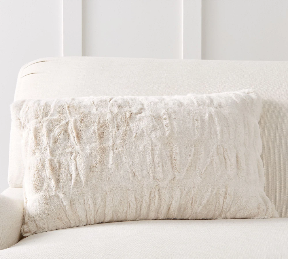 Faux Fur Ruched Lumbar Pillow