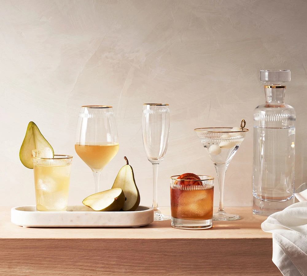 Etched Gold Rim Glassware Collection