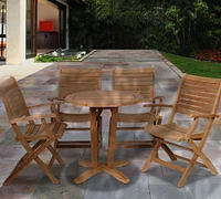 Val 5-Piece Teak Bistro Table with Maya Folding Dining Armchair Set