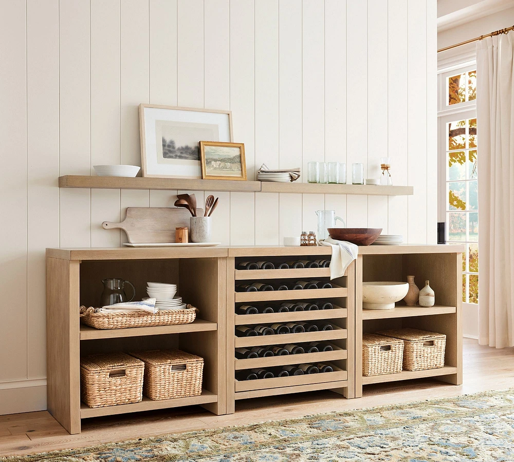 Modern Farmhouse Shelf with Wine Storage (102")