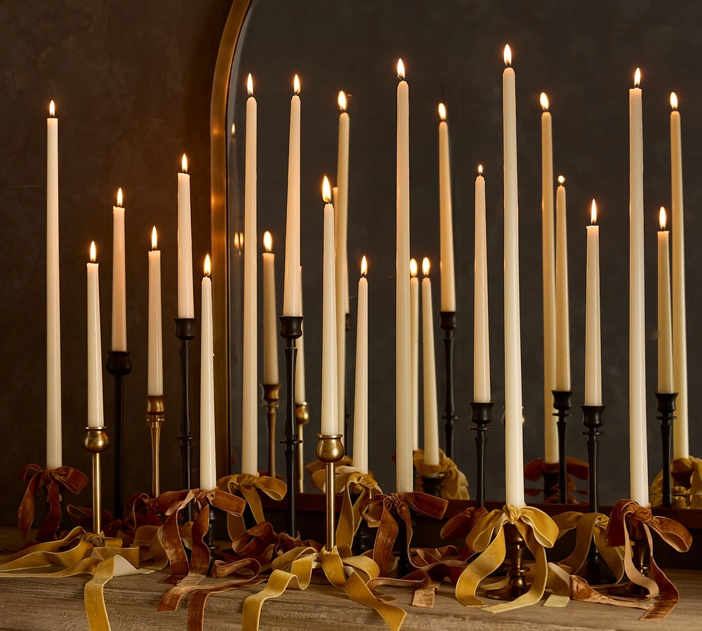 Open Box:Xl Flame Taper Candle: Gold: 22" - Set Of 4