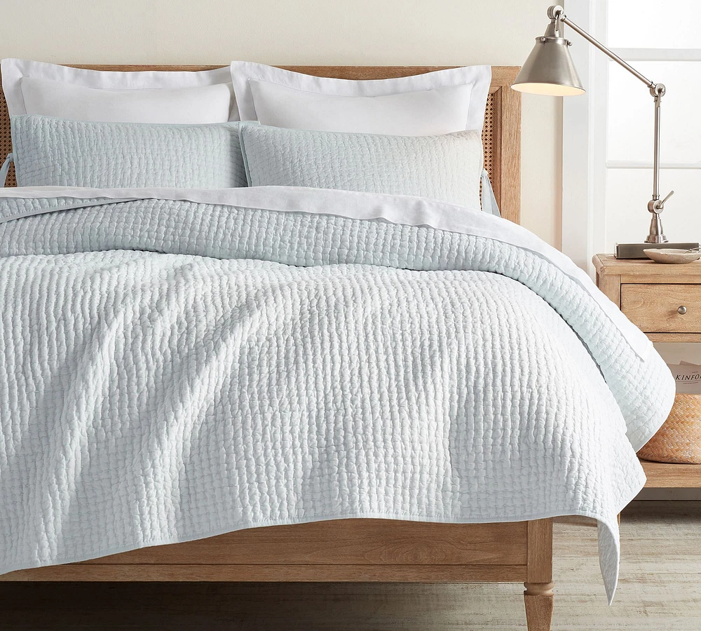 Pick-Stitch Handcrafted Cotton Linen Quilt