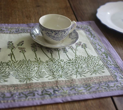 Lavender Blockprint Cotton Placemats - Set of 6