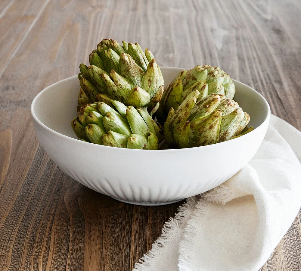 Ridge Textured Stoneware Serving Bowl