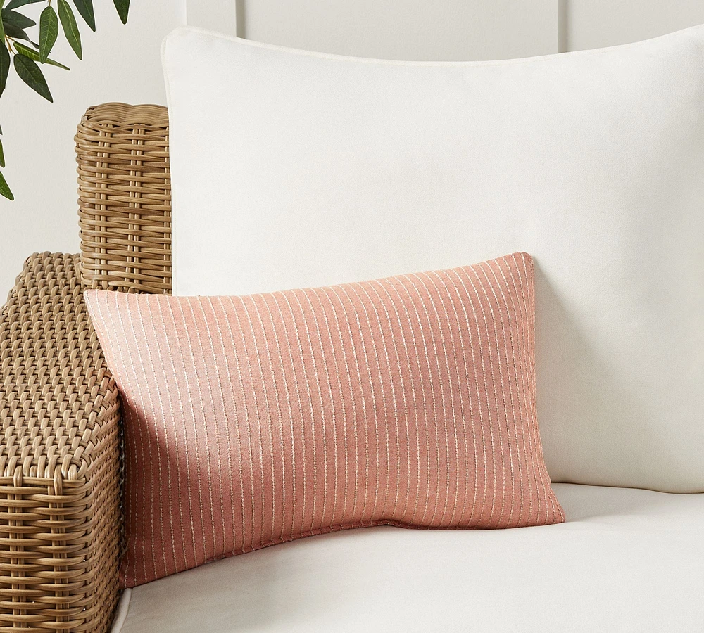 Open Box: Sunbrella® Pickstitch Striped Outdoor Pillow