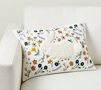 Bunny Embroidered Lumbar Pillow