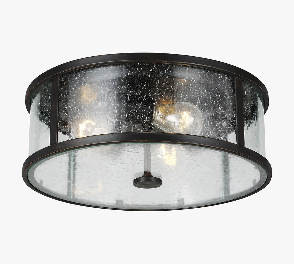 Redan Outdoor Seeded Glass Flush Mount (14'')