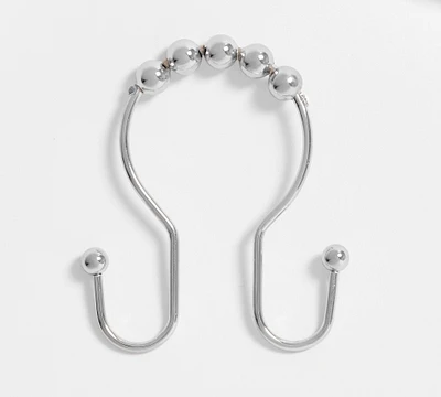 Double Hook Shower Curtain Rings - Set of 12