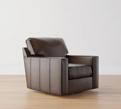 Buchanan Square Arm Leather Swivel Chair