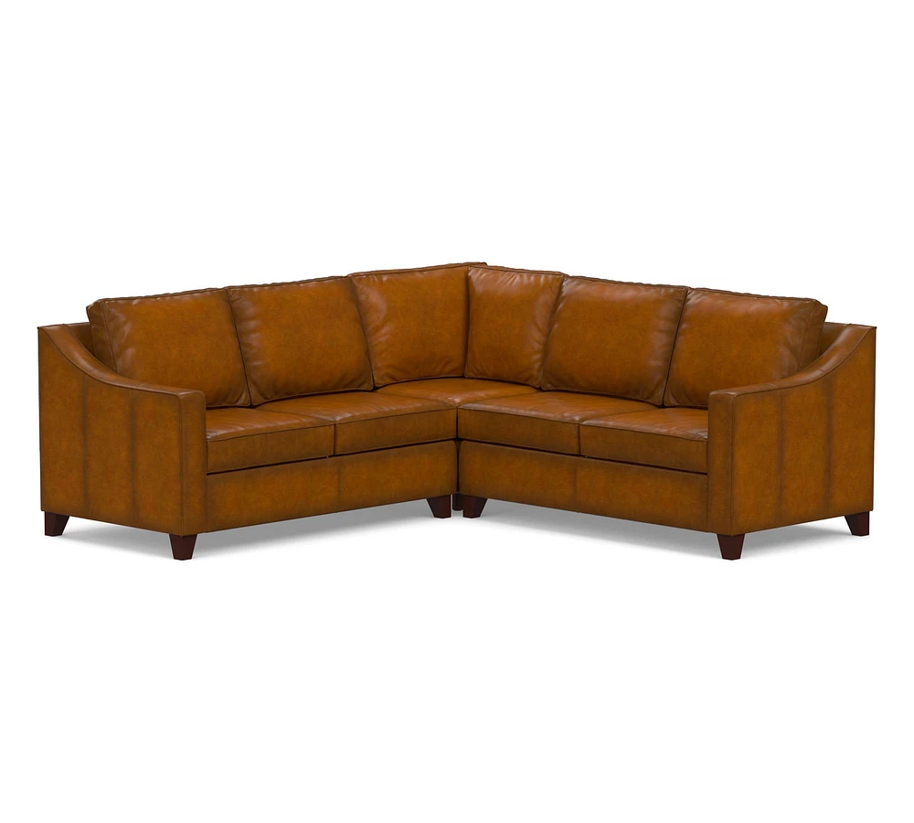 Cameron Slope Arm Leather 3-Piece L-Shaped Sectional (100")