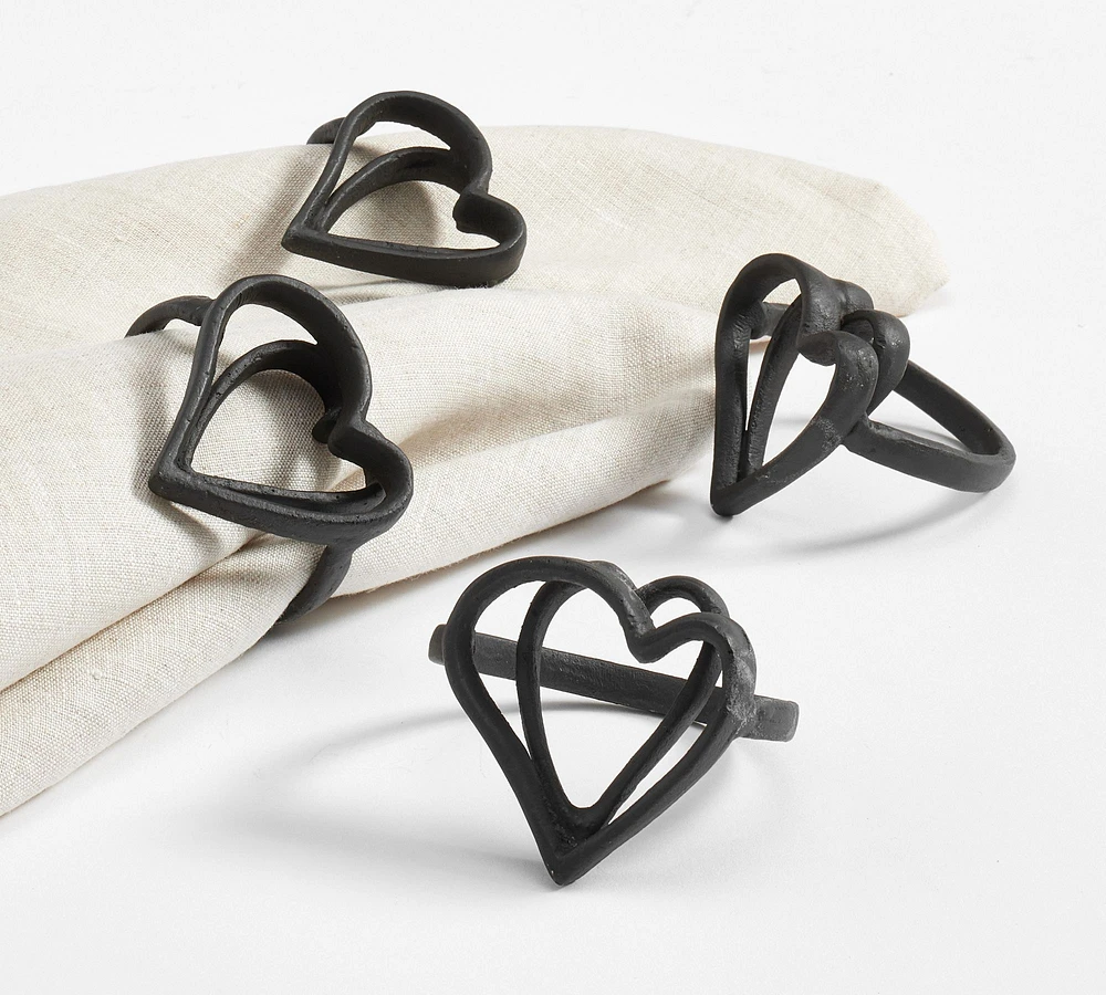 Interlocking Hearts Napkin Rings - Set of 4