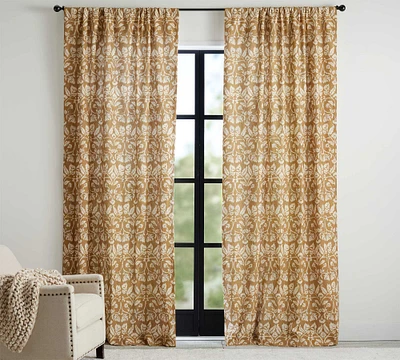 Zama Print Linen Cotton Rod Pocket Blackout Curtain