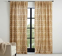 Zama Print Linen Cotton Rod Pocket Blackout Curtain