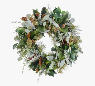 Mixed Greenery and Sugar Pine ﻿Wreath