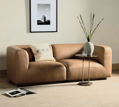 Mila Leather Square Arm Modular Sofa