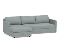 Pacifica Slim Arm Trundle Chaise Sleeper Sectional - Storage Available (99")