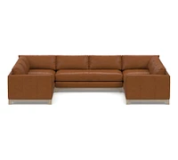 Jake Leather Seadrift Wood Base U-Shaped Sectional (146")