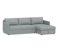 Pacifica Slim Arm Trundle Chaise Sleeper Sectional - Storage Available (99")