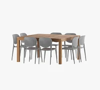 Saldano 9-Piece Teak Square Dining Table Set