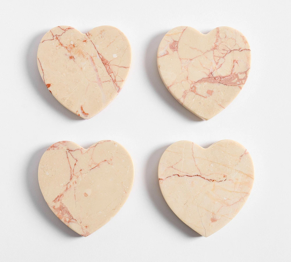 Marble Heart Coasters - Set of 4