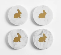 Bunny Inlay Marble Coasters - Set of 4