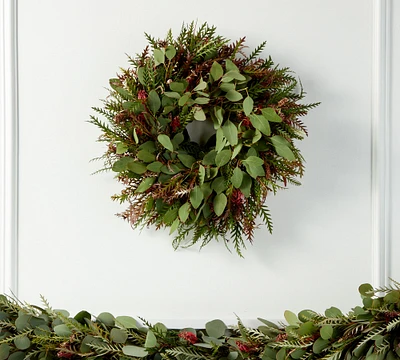 Fresh Grevillea Silver Dollar Eucalyptus Wreath & Garland