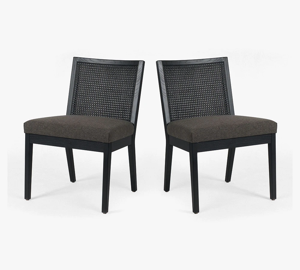 Lisbon Upholstered Cane Dining Chairs - Set of 2