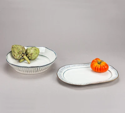 Colonnade Stoneware Serving Bowl & Platter Set