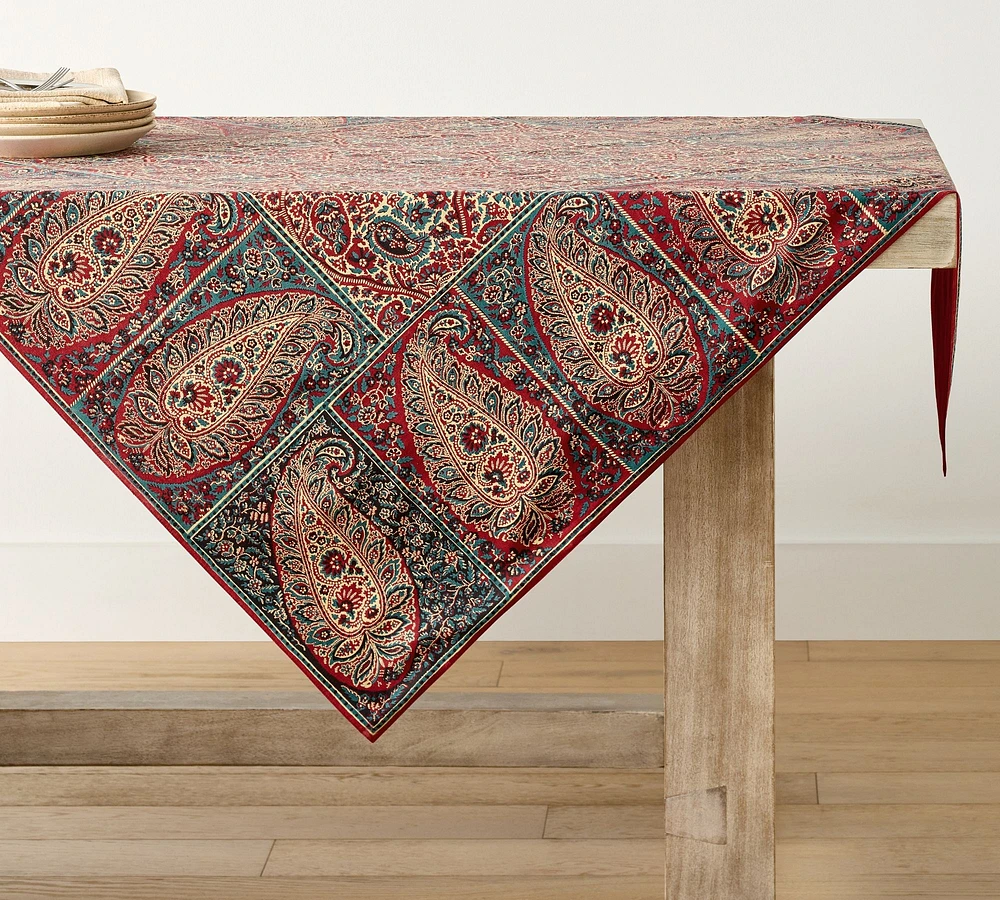 Talia Block Print Cotton/Linen Table Throw