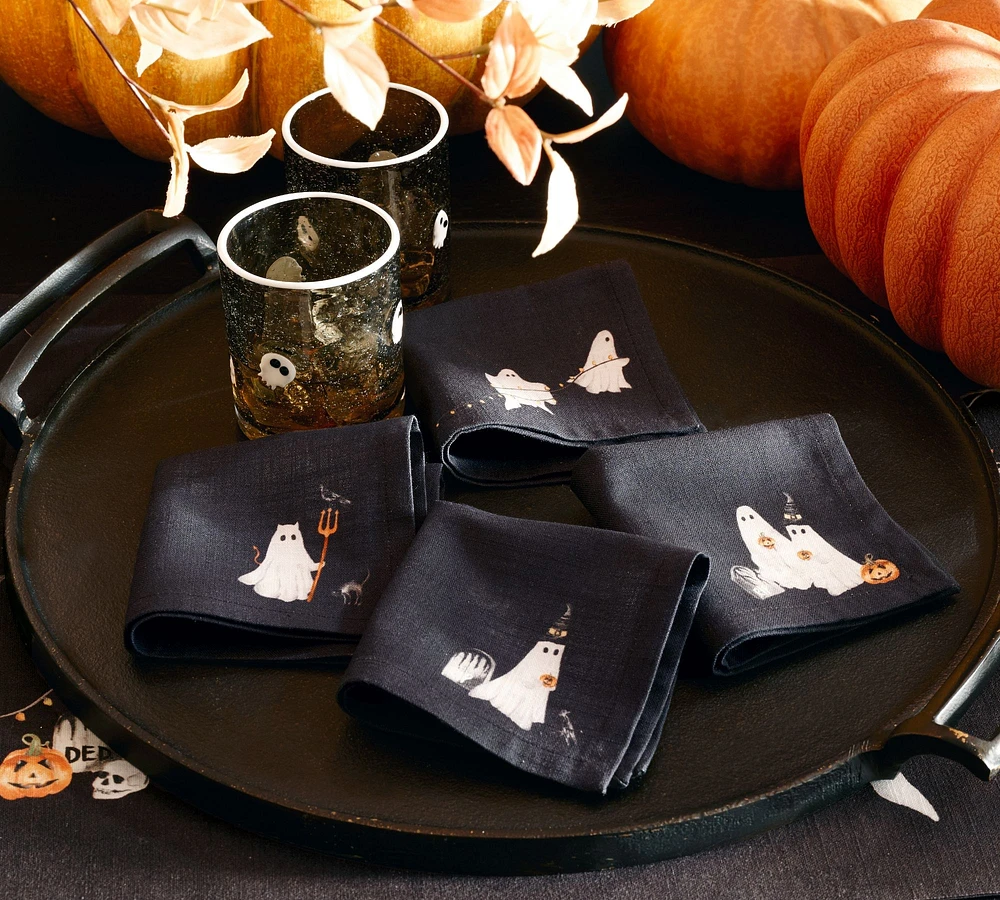 Scary Squad Organic Cotton Cocktail Napkins - Mixed Set of 4