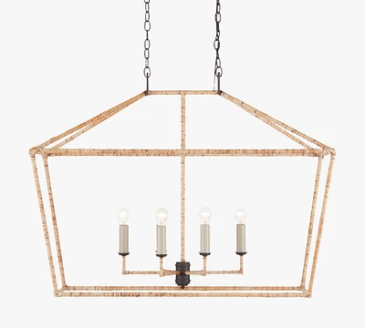 Deveraux Rectangular Rattan Pendant (40")