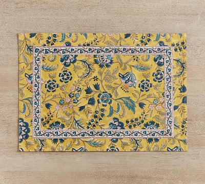 Bette Floral Block Print Cotton Placemats - Set of 4