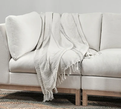 Villena Handmade Ivory Fringe Throw