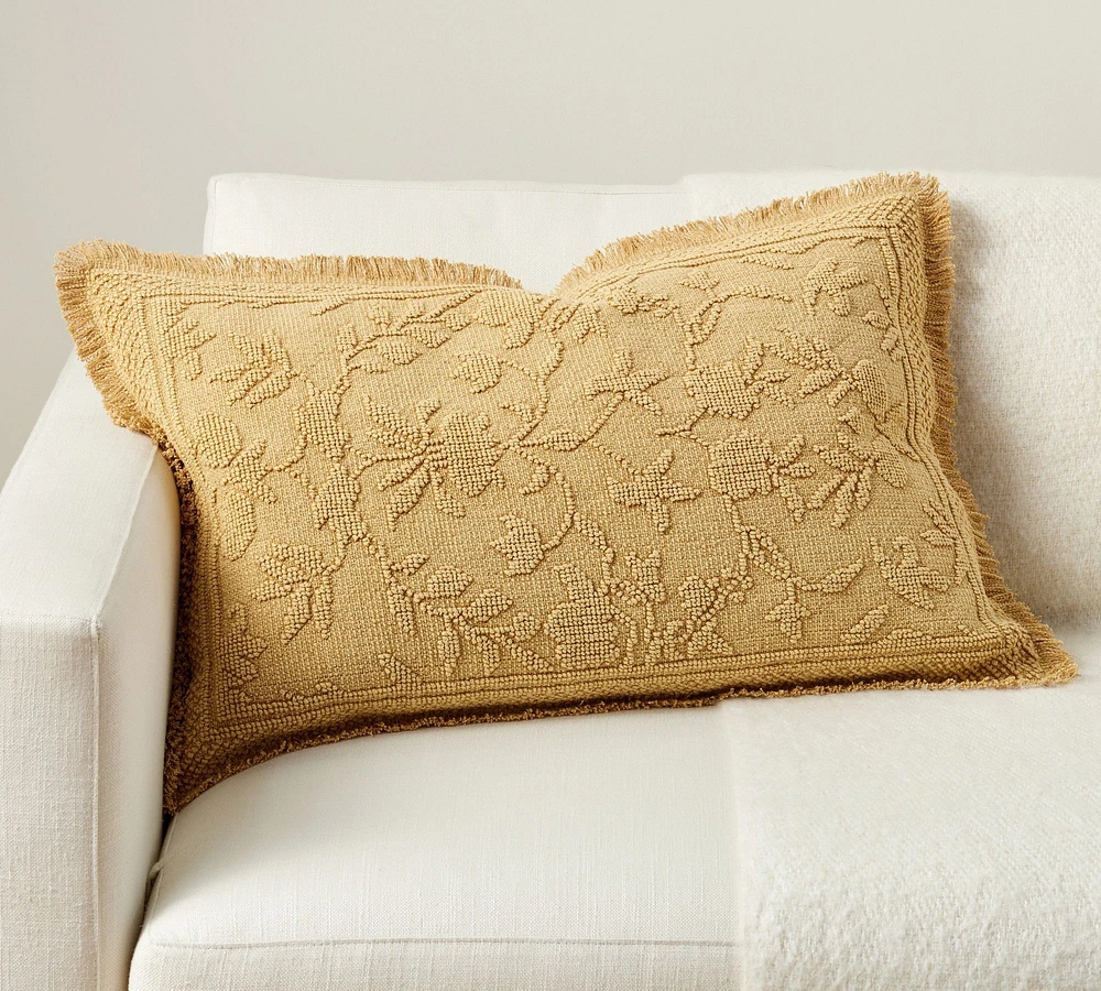 Marigold Fringe Lumbar Pillow