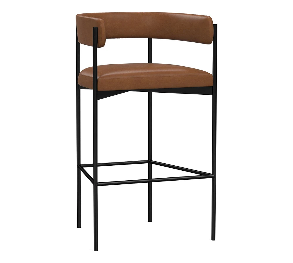 Maison Barrel Back Leather Stool