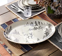 Rustic Forest Stoneware Oval Platter