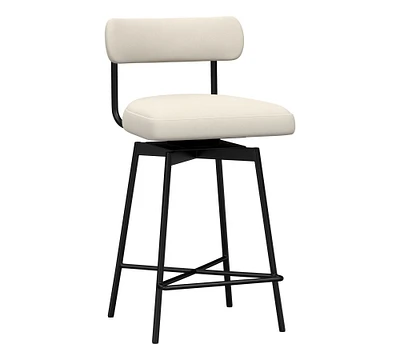 Open Box: Maison Leather Low Back Swivel Stool