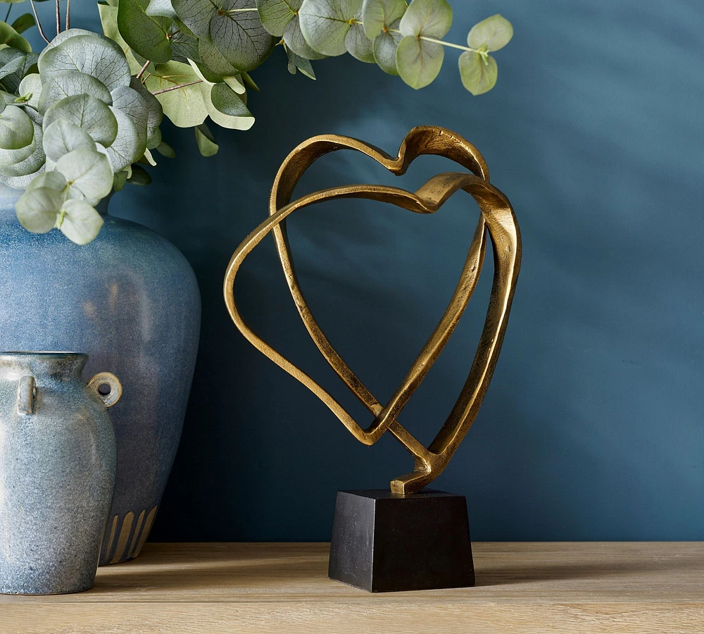 Handcrafted Brass Hearts Decorative Object