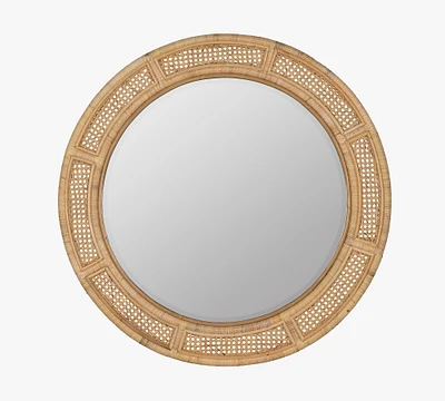 Ash Rattan Round Wall Mirror - 36"