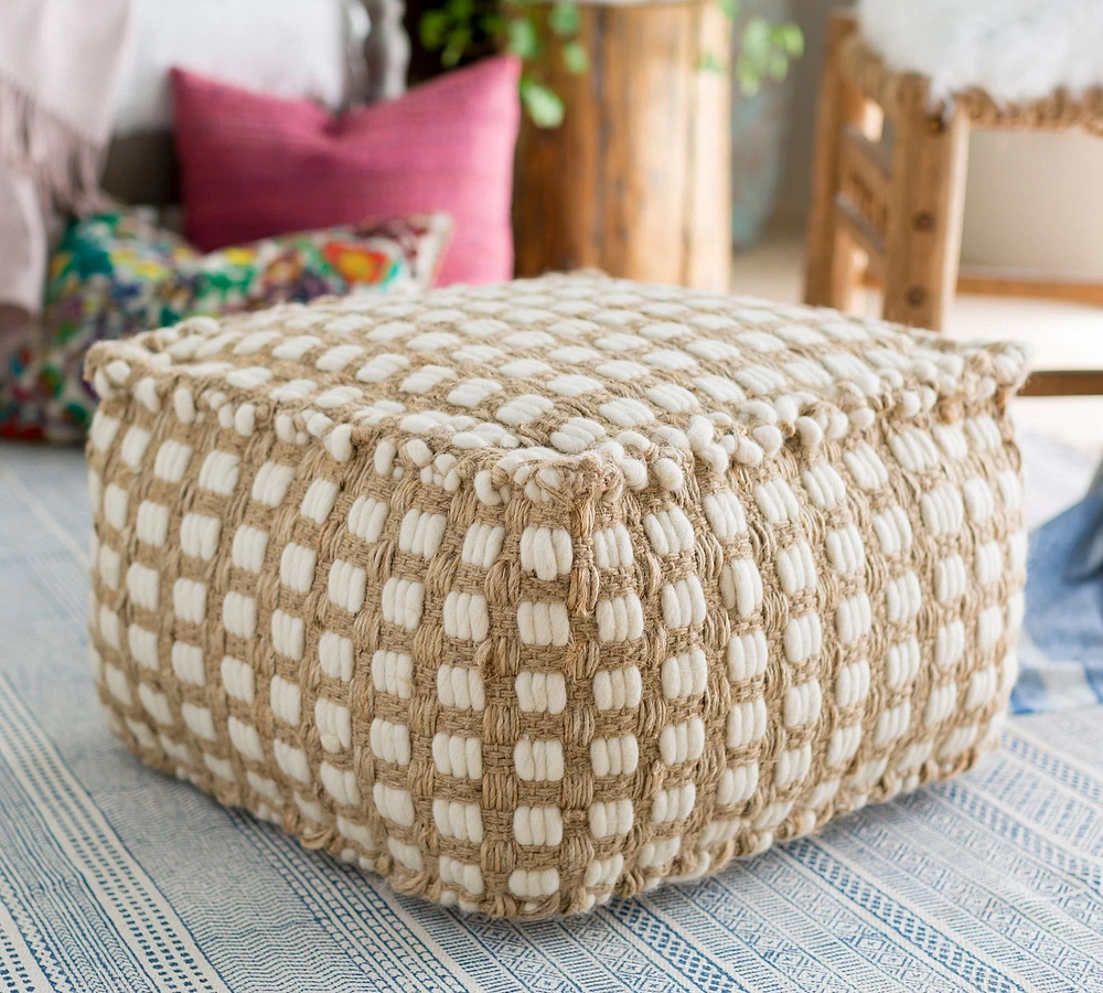 Hendrick Handwoven Jute Knit Pouf