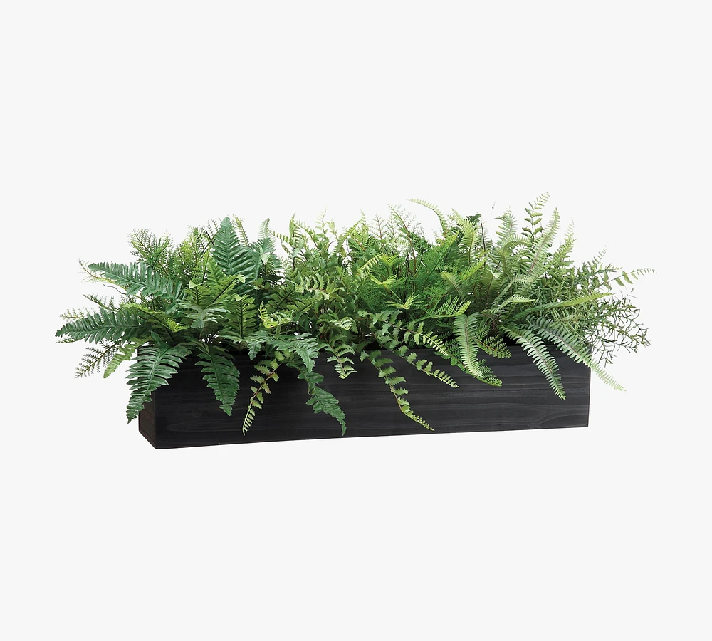 Faux Mixed Fern In Rectangular Planter