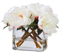 Faux White Peonies Square Composed Arrangement