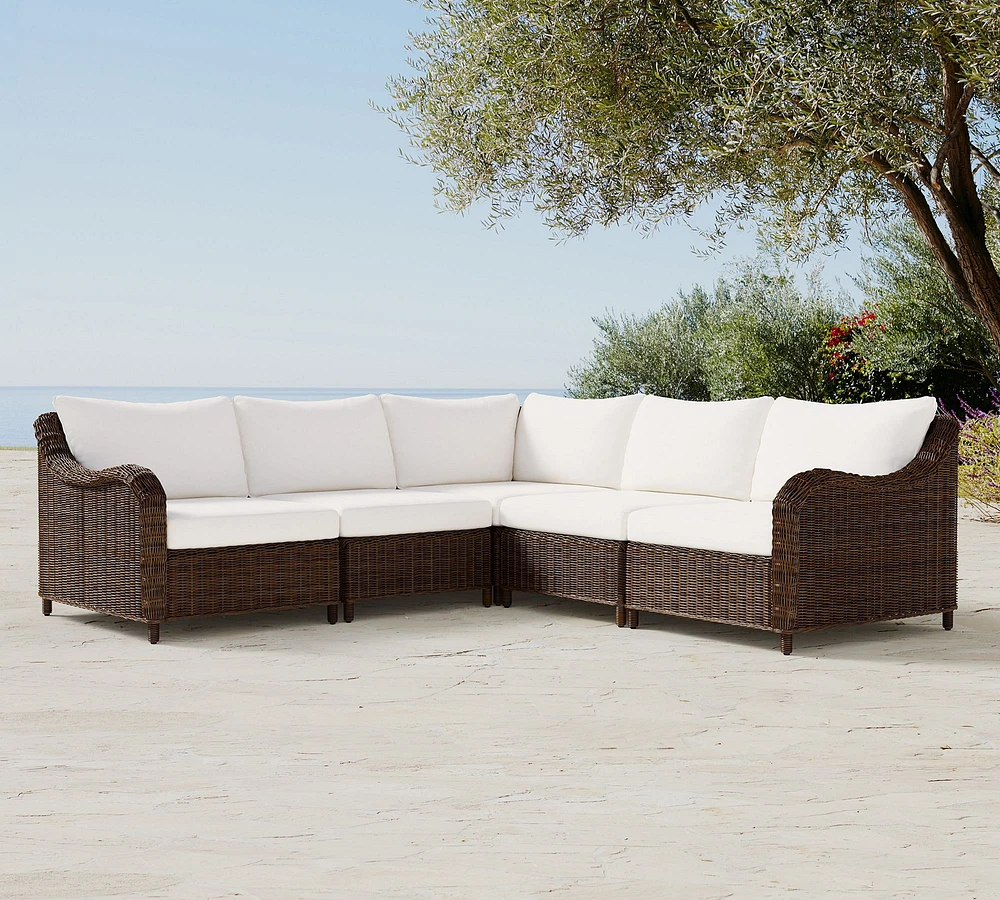 Torrey Wicker 5-Piece Roll Arm Outdoor Sectional (101")